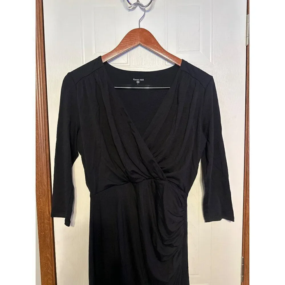 Garnet Hill V-Neck 3/4 Sleeve Lined MIDI DressSize Small‎